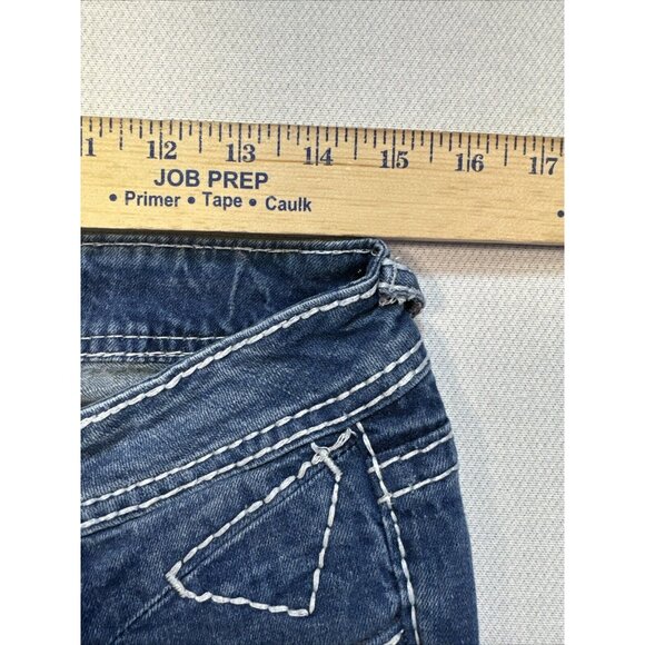 Vigoss Womens Capri Jeans Size 9 Mid-Rise Blue Denim Stretch Embroidered Pockets - Picture 8 of 12